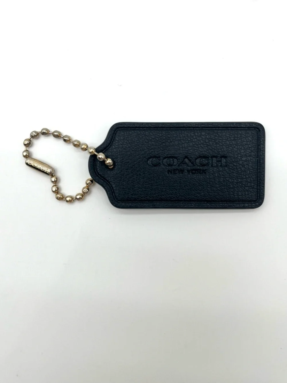 Coach Leather Hang Tag, Black, Initialed - Picture 1 of 2
